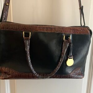 Vintage Black and Brown Leather Handbag